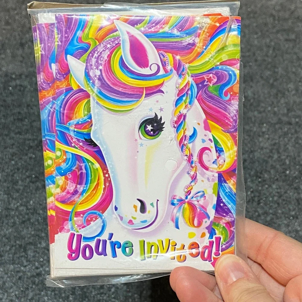 Lisa Frank Rainbow Majesty Unicorn Party Invites 32 qty Frozen Napkins Loot Bags